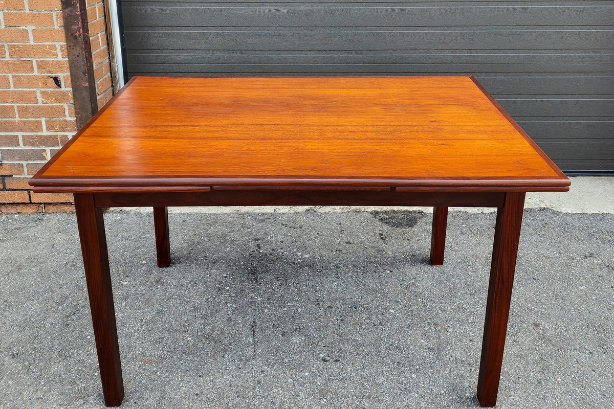 REFINISHED Mid Century Modern Teak Extension Dining Table or Desk 51