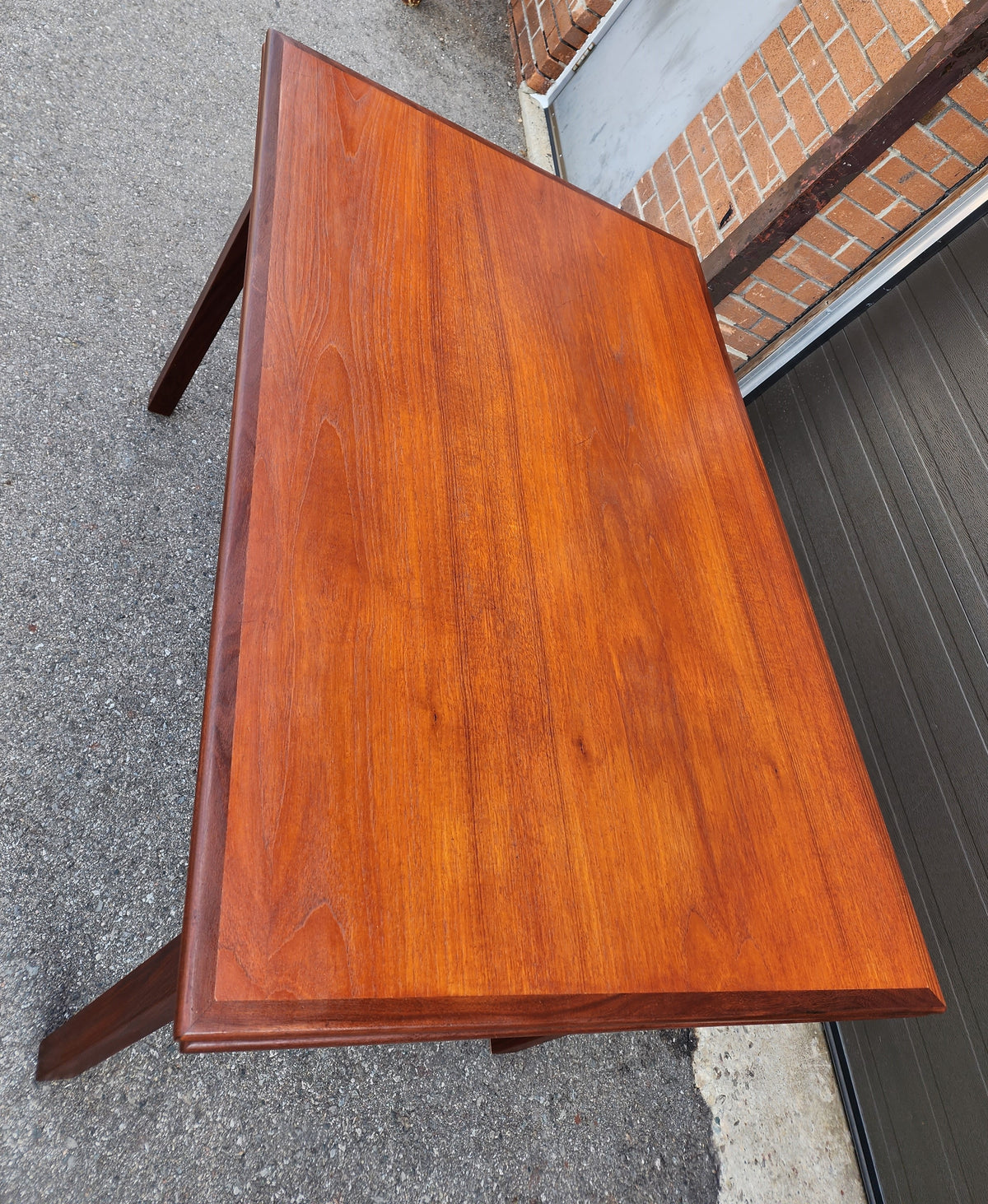 REFINISHED Mid Century Modern Teak Extension Dining Table or Desk 51