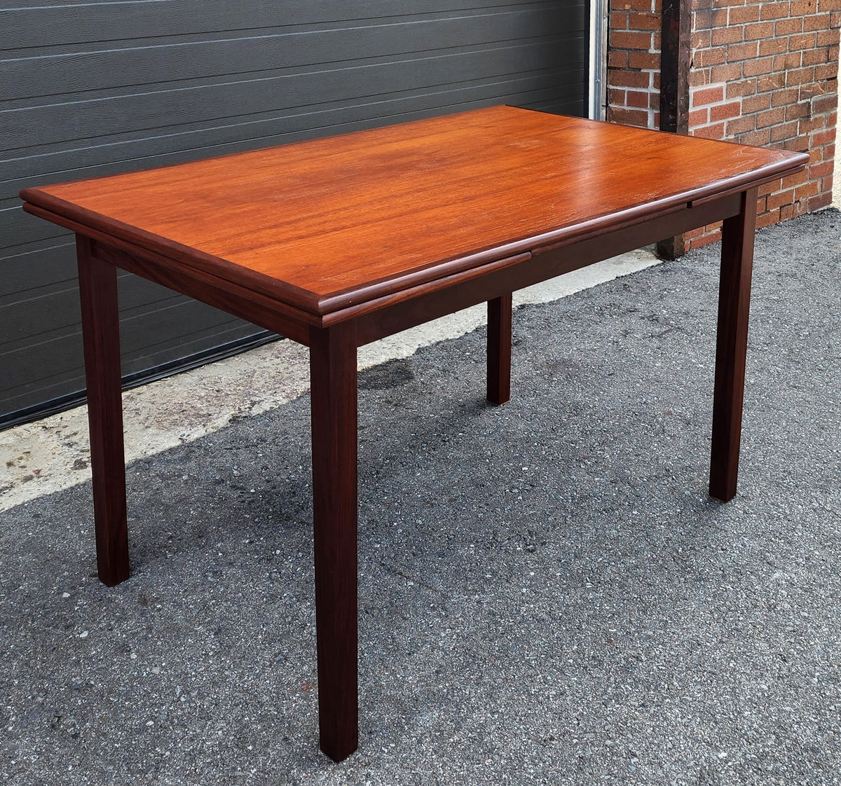 REFINISHED Mid Century Modern Teak Extension Dining Table or Desk 51