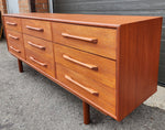REFINISHED Mid-Century Modern Teak Dresser 9 drawers w Granite Top 12