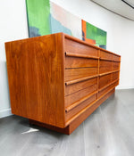 REFINISHED Mid Century Modern Teak Dresser w 9 Drawers 4