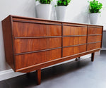 REFINISHED Mid-Century Modern Teak 9 Drawers Dresser 5