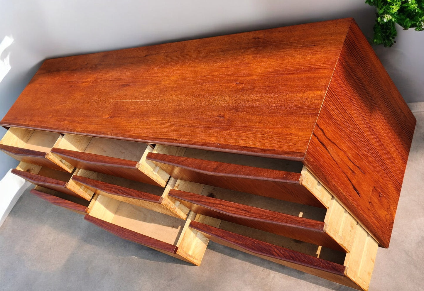 REFINISHED Mid-Century Modern Teak 9 Drawers Dresser