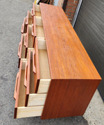 REFINISHED Mid-Century Modern Teak Dresser 9 drawers w Granite Top 10