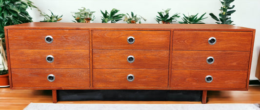 REFINISHED Mid-Century Modern Teak Dresser 9 drawers