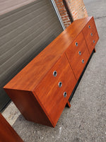 REFINISHED Mid-Century Modern Teak Dresser 9 drawers 7