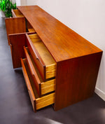 REFINISHED Mid Century Modern Teak Dresser or Sideboard 7ft 5
