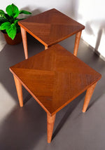 2 REFINISHED Mid Century Modern Teak End Tables or Stools 3