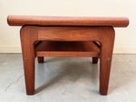 REFINISHED Danish Mid Century Modern Teak End Table w Inlay & Shelf 4