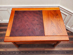 REFINISHED Danish Mid Century Modern Teak End Table w Inlay & Shelf 9