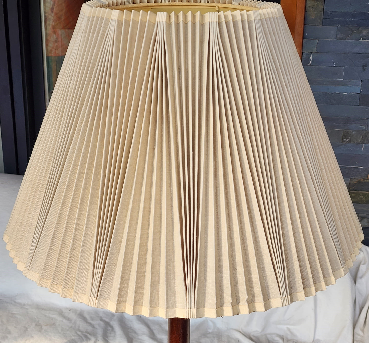 Mid Century Modern Solid Teak Floor Lamp, H 58" (including shade)