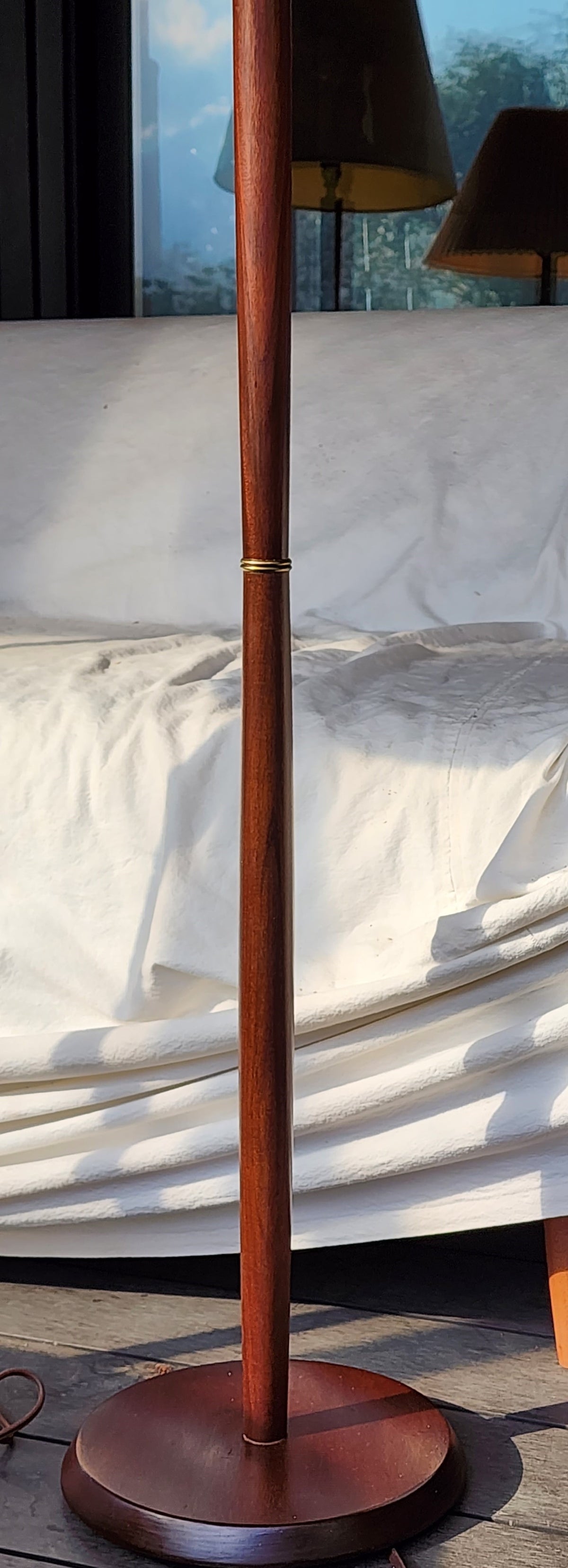 Mid Century Modern Solid Teak Floor Lamp, H 58