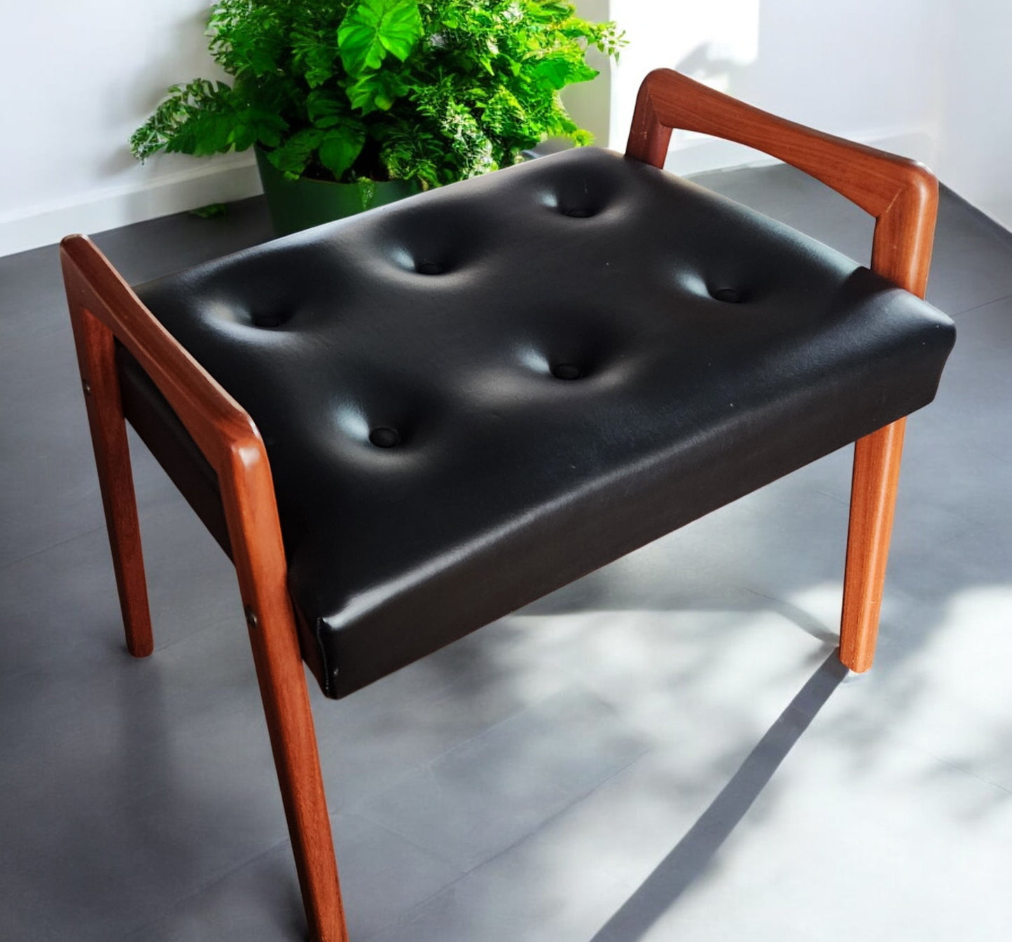 RESTORED Mid Century Modern Teak Foot Stool, Sweden