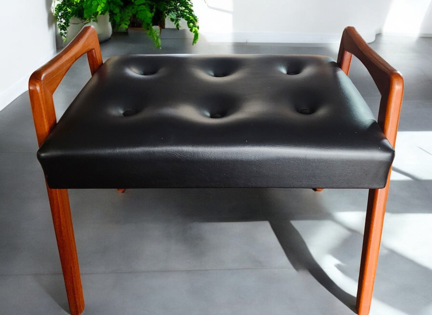 RESTORED Mid Century Modern Teak Foot Stool, Sweden