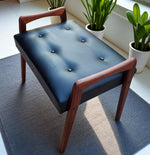 REFINISHED REUPHOLSTERED Mid Century Modern Teak Foot Stool, Sweden 3