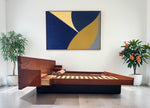 REFINISHED Mid Century Modern Teak Bed King w Floating Nightstands 5
