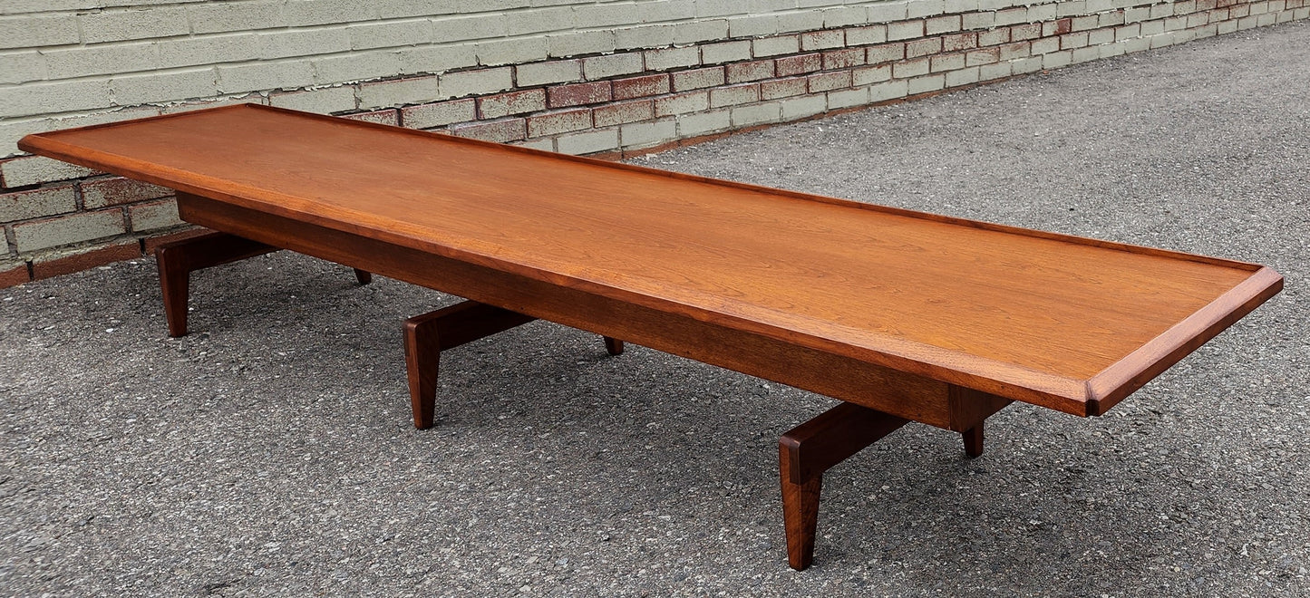 REFINISHED Mid Century Modern Teak Cocktail /Coffee Table or Bench 98" Long & Low