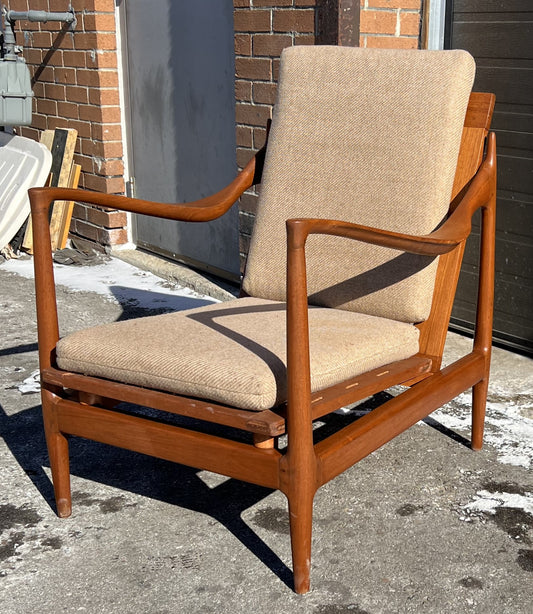 REFINISHED Danish Mid Century Modern Teak Lounge Chair will get New Cushions