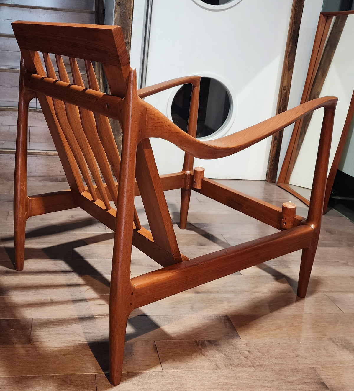 REFINISHED REUPHOLSTERED Danish MCM Teak Lounge Chair w Performance Fabric