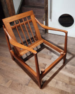 REFINISHED REUPHOLSTERED Danish MCM Teak Lounge Chair w Performance Fabric 13