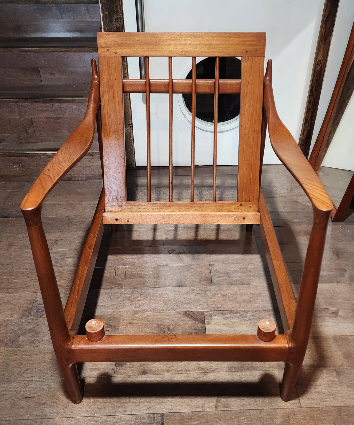 REFINISHED REUPHOLSTERED Danish MCM Teak Lounge Chair w Performance Fabric