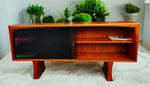 REFINISHED Mid Century Modern Teak Bookcase TV Media Console 5 ft 1