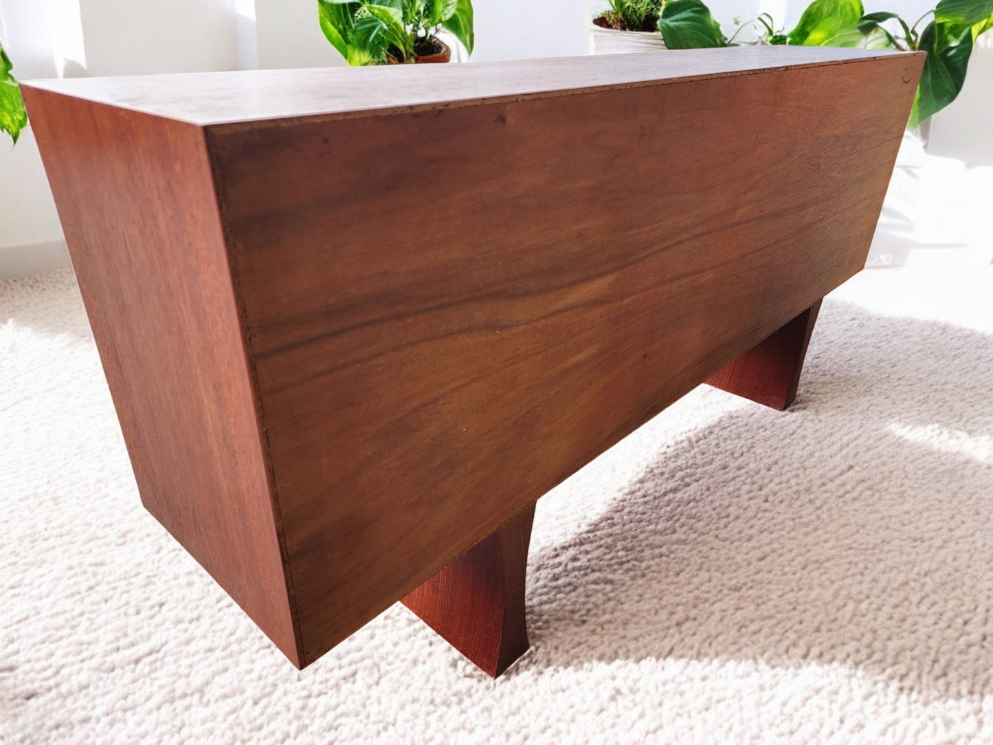 REFINISHED Mid Century Modern Teak Bookcase TV Media Console 5 ft