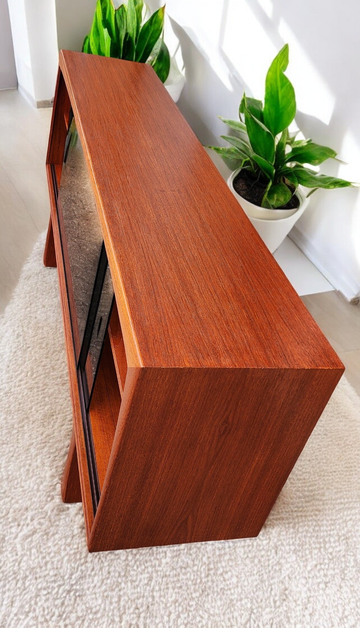 REFINISHED Mid Century Modern Teak Bookcase TV Media Console 5 ft