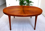REFINISHED Mid Century Modern Sunburst Teak Table Oval w 1 Leaf 66