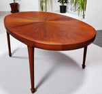 REFINISHED Mid Century Modern Sunburst Teak Table Oval w 1 Leaf 66