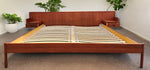 REFINISHED Mid Century Modern Teak Bed King w Floating Nightstands 1