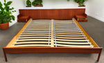 REFINISHED Mid Century Modern Teak Bed King w Floating Nightstands 2