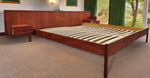 REFINISHED Mid Century Modern Teak Bed King w Floating Nightstands 4