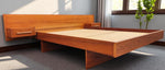 REFINISHED MCM Teak Queen Bed w Floating Nightstands & Storage Drawer 4