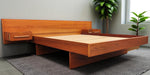 REFINISHED MCM Teak Queen Bed w Floating Nightstands & Storage Drawer 7