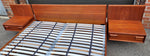 REFINISHED Mid Century Modern Teak Platform Bed w floating nightstands Queen, 2 slats options 10