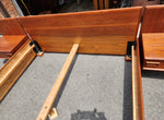 REFINISHED Mid Century Modern Teak Platform Bed w floating nightstands Queen, 2 slats options 15