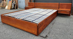 REFINISHED Mid Century Modern Teak Platform Bed w floating nightstands Queen, 2 slats options 6