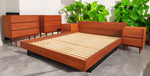 REFINISHED MCM Teak Queen Bed w Storage, Nightstands & 2 dressers by REFF 1
