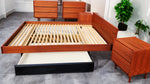 REFINISHED MCM Teak Queen Bed w Storage, Nightstands & 2 dressers by REFF 9