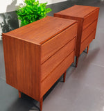 REFINISHED MCM Teak Queen Bed w Storage, Nightstands & 2 dressers by REFF 10