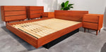 REFINISHED MCM Teak Queen Bed w Storage, Nightstands & 2 dressers by REFF 11