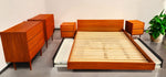 REFINISHED MCM Teak Queen Bed w Storage, Nightstands & 2 dressers by REFF 2