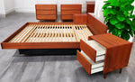 REFINISHED MCM Teak Queen Bed w Storage, Nightstands & 2 dressers by REFF 3