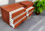 REFINISHED MCM Teak Queen Bed w Storage, Nightstands & 2 dressers by REFF 6