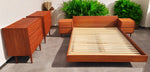 REFINISHED MCM Teak Queen Bed w Storage, Nightstands & 2 dressers by REFF 7