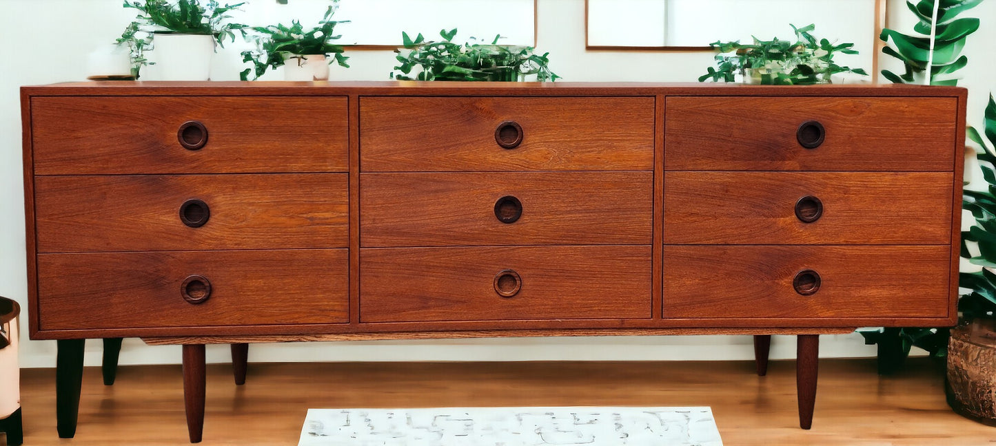 REFINISHED Mid Century Modern Teak Bedroom set (Queen Bed w Nightstands & 2 Dressers)