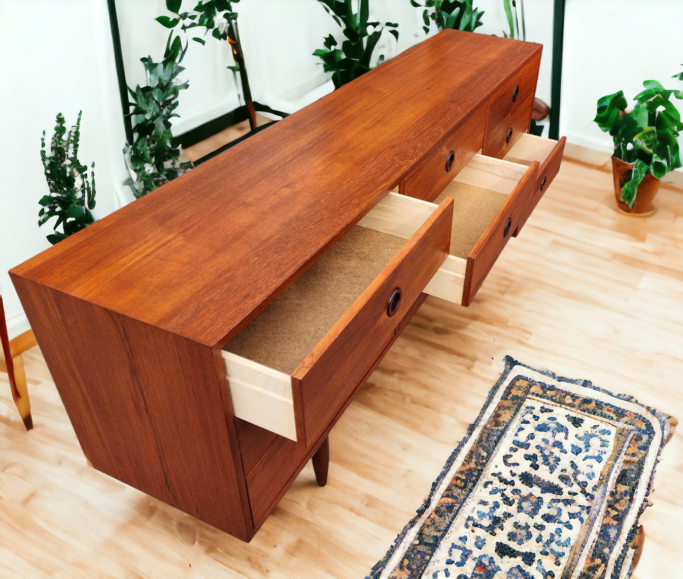 REFINISHED Mid Century Modern Teak Bedroom set (Queen Bed w Nightstand