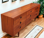 REFINISHED Mid Century Modern Teak Bedroom set (Queen Bed w Nightstands & 2 Dressers) 7