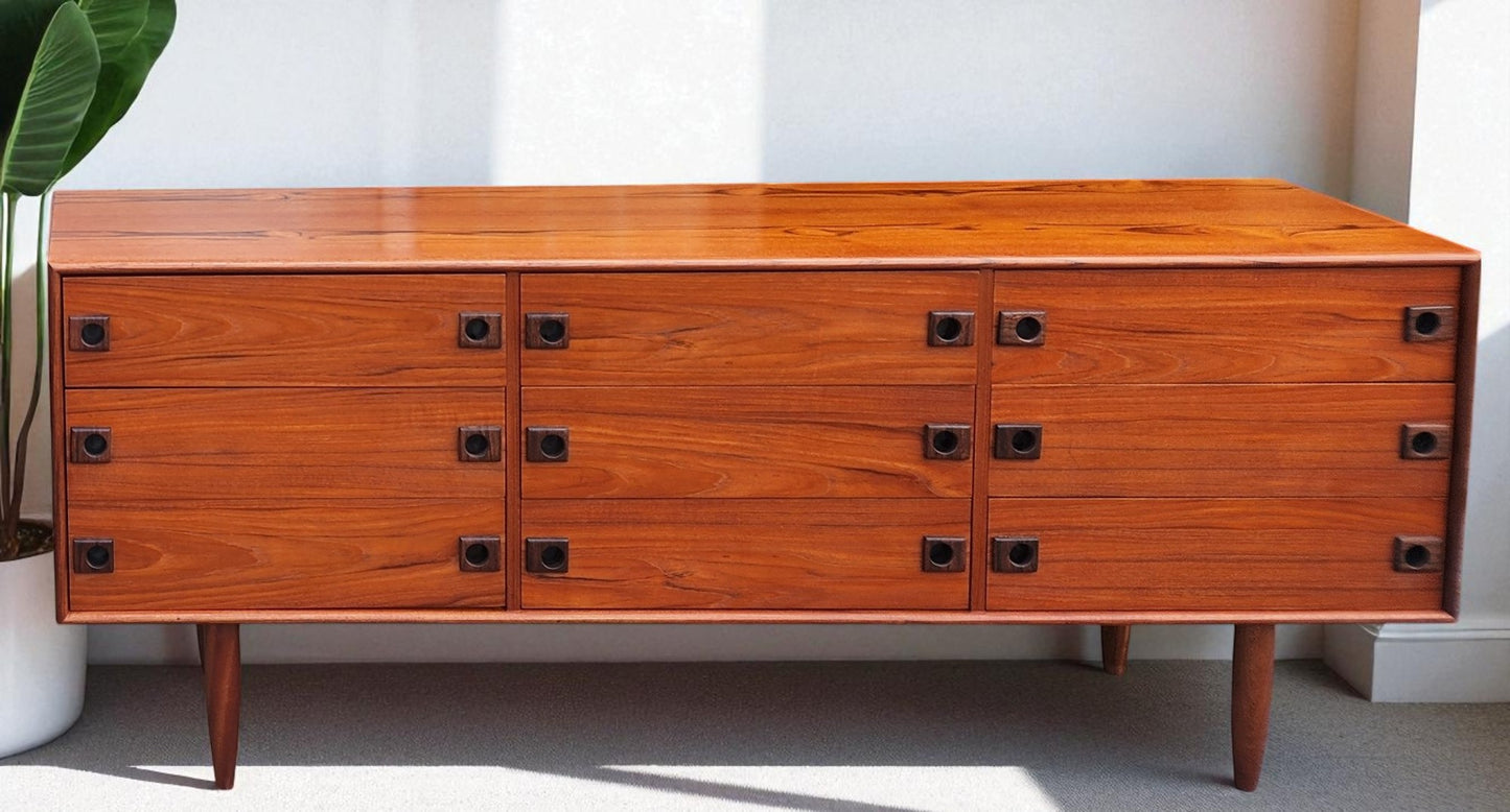REFINISHED Mid Century Modern Teak Queen Bed w Nightstands, Dresser & Wardrobe